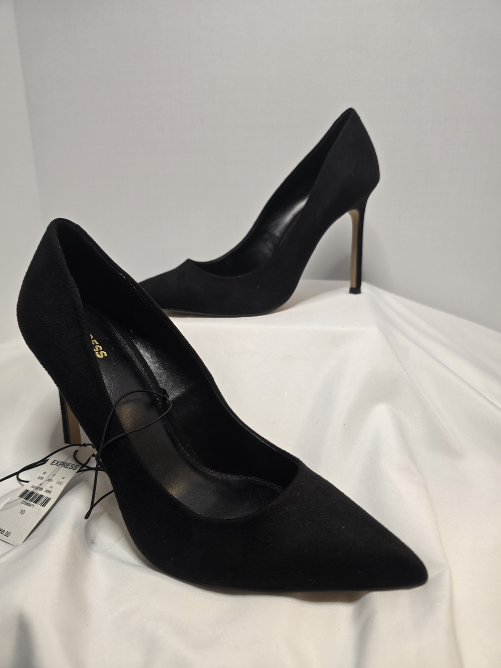 Express Black Suede Pointed-Toe Stiletto Pumps